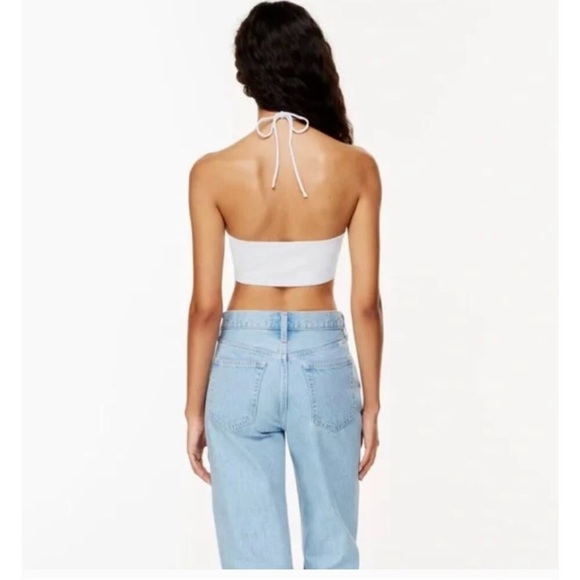 Aritzia Sunday Best White Convertable Tie Front Keyhole White Bandeau Top M - Picture 2 of 2
